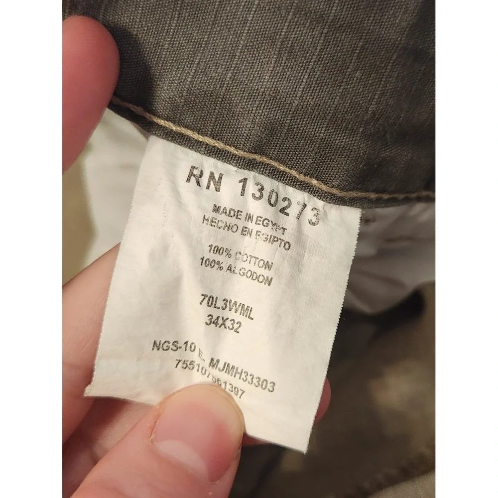 Wrangler Mens Cargo Pants‎ Khaki Tan Straight Leg 100% Cotton 34x32